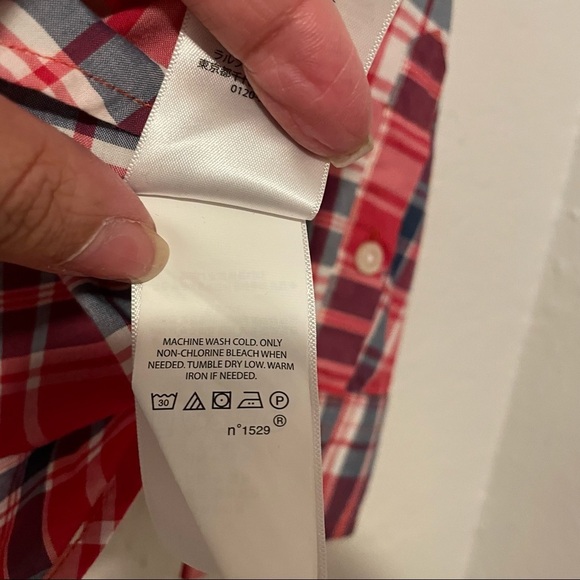 POLO RALPH LAUREN Boys Button-Up Tartan Shirt Red Natural Stretch Size M 10-12 - Picture 7 of 8